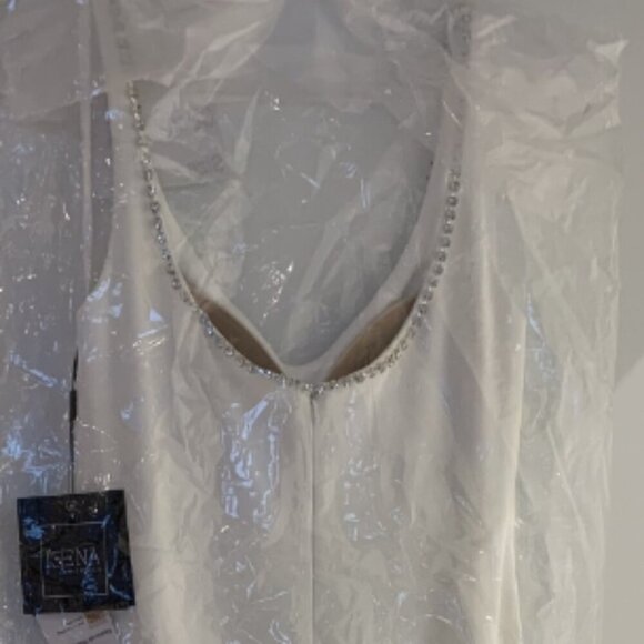 NWT Ieena Duggal 26583 Luxry Crepe Evening Dress White size 4 - Picture 9 of 9